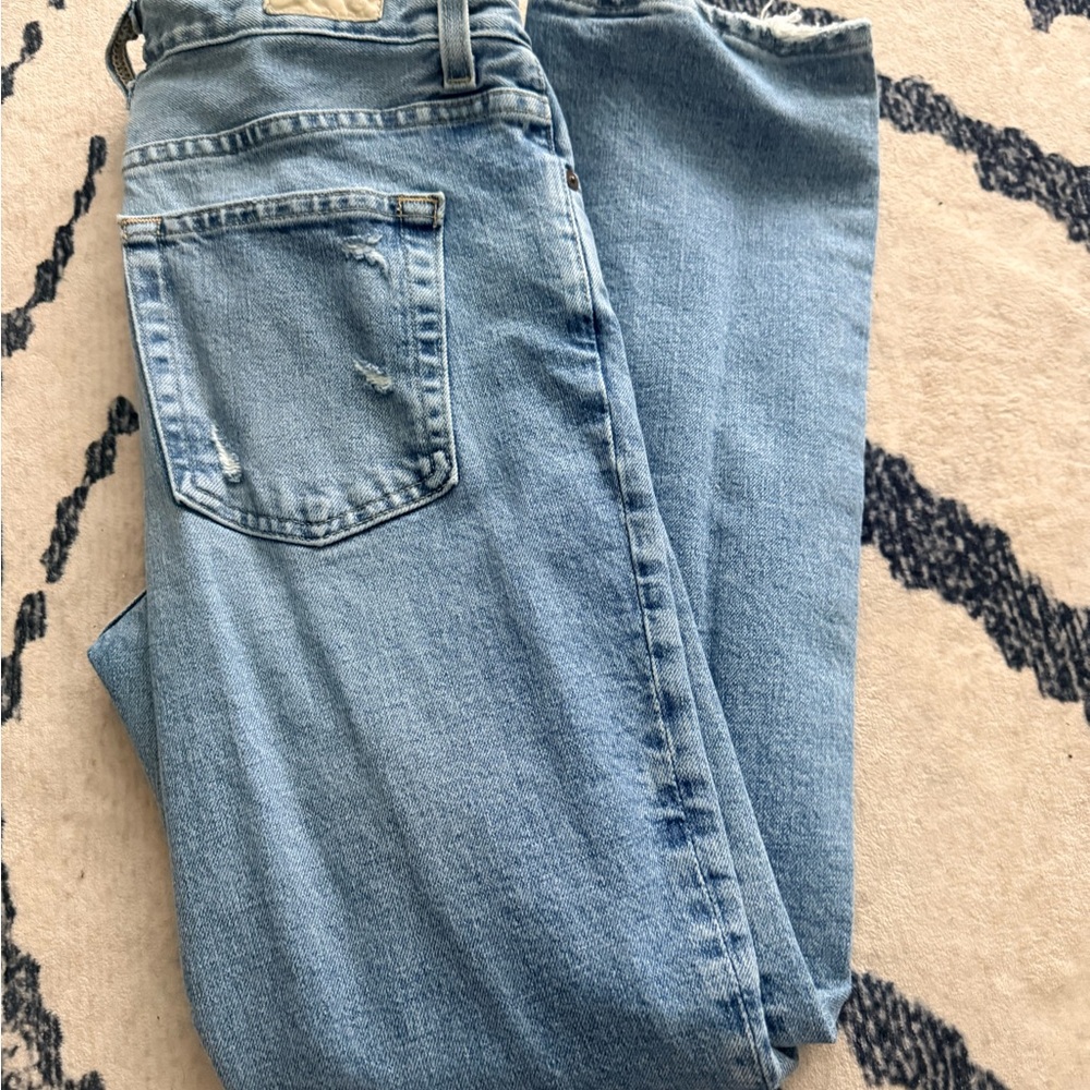 Ag Adriano Goldschmied Saige High Rise Straight Light Blue Denim Jeans